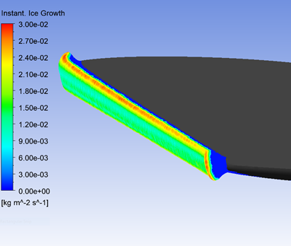 Ice View in CFD-Post, Instantaneous Ice Growth over the Final Ice