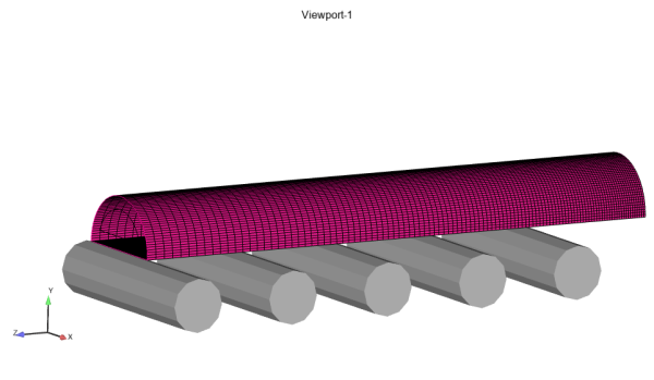 Display of the Roller Conveyor with respect to initial position of the extrudate