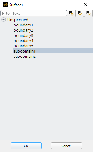 Selecting Boundaries in the Surfaces Dialog