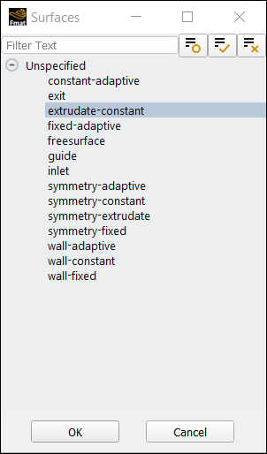 Selecting Boundaries in the Surfaces Dialog