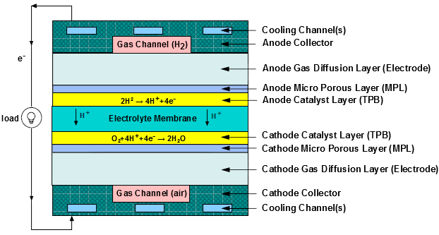 Schematic of a PEM Fuel Cell