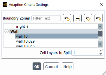 The Adaption Criteria Settings Dialog Box for the Cell Distance Criterion