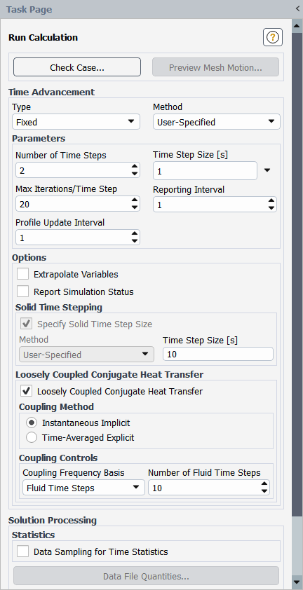 The Loosely Coupled Conjugate Heat Transfer Option for a Transient Flow