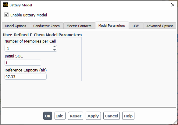 Model Parameters Tab—User-Defined E-Model