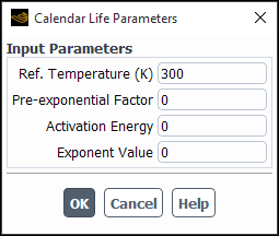 The Calendar Life Parameters Dialog Box