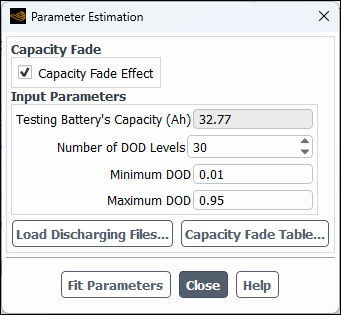 The Parameter Estimation Dialog Box for the NTGK Model