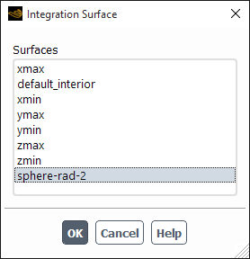 Integration Surface Dialog Box