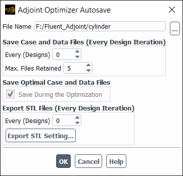 Adjoint Optimizer Autosave Dialog Box