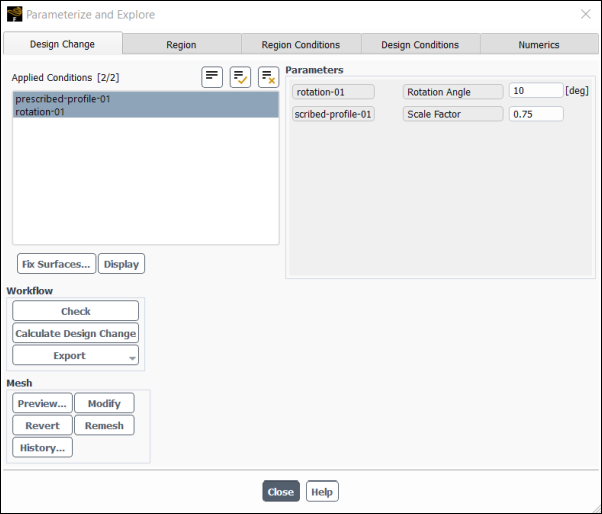 Parameterize and Explore Dialog Box