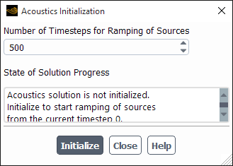 The Acoustics Initialization Dialog Box