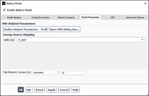 Model Parameters Tab—FMU-CHT Coupling Method