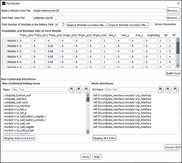 The Pack Builder Dialog Box