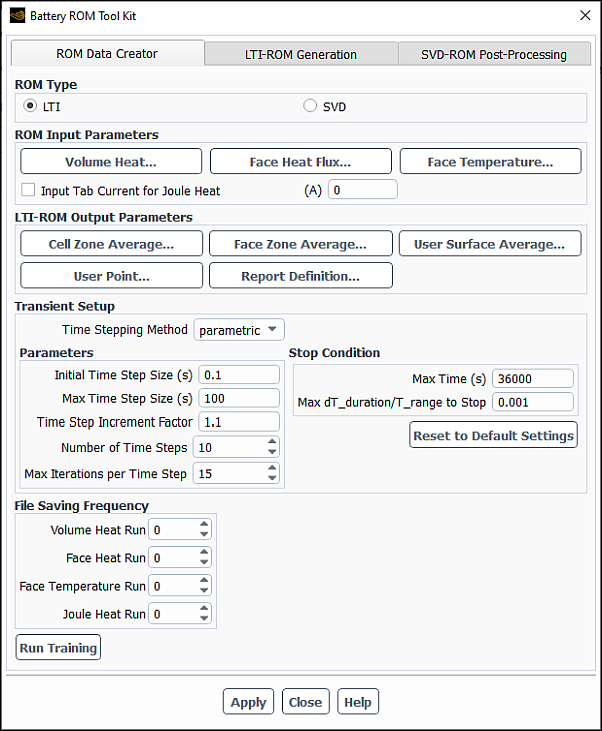 The Battery ROM Tool Kit Dialog Box