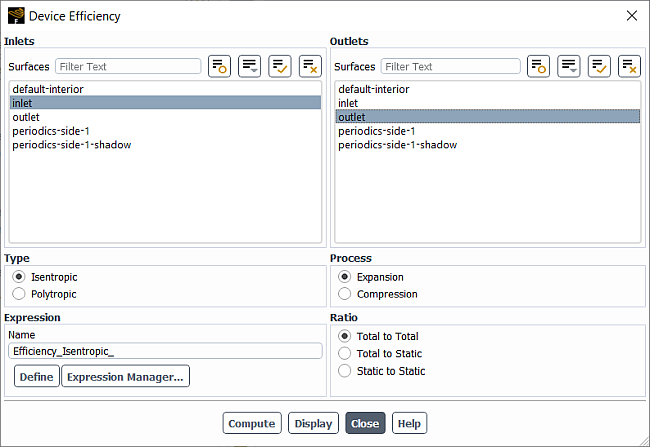 The Device Efficiency Dialog Box