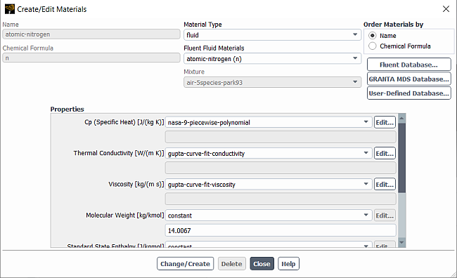 Create/Edit Materials Dialog Box with Gupta Curve Fit Properties