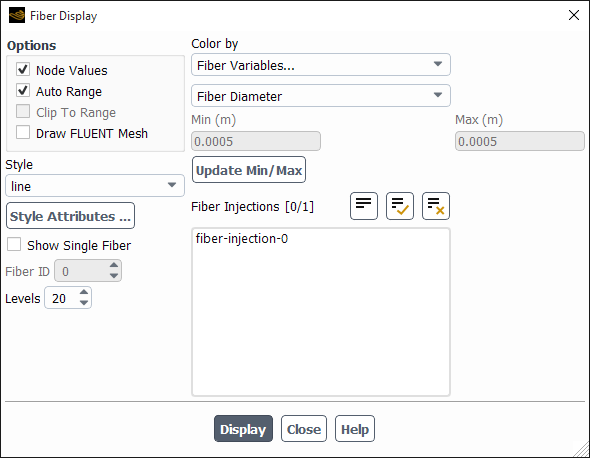 The Fiber Display Dialog Box