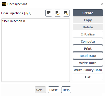 The Fiber Injections Dialog Box