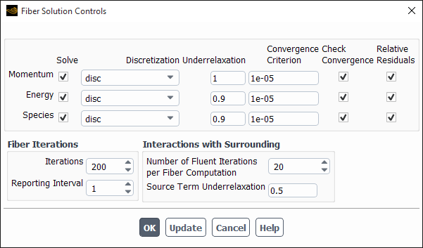 Fiber Solution Controls Dialog Box