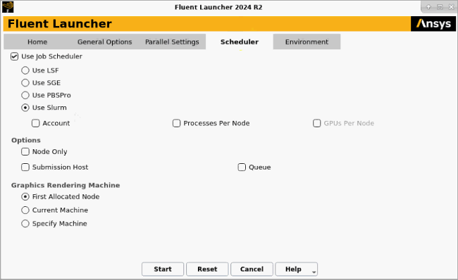 The Scheduler Tab of Fluent Launcher (Linux Version)