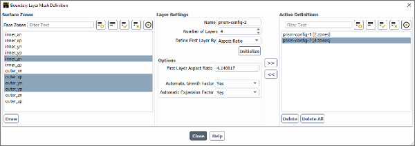 The Boundary Layer Mesh Definition Dialog Box