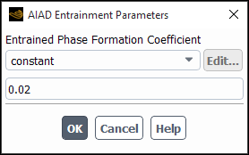 The AIAD Entrainment Parameters Dialog Box