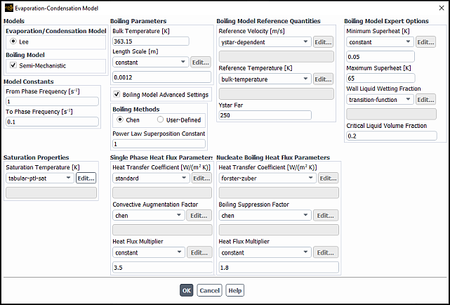 Boiling Model Expert Options