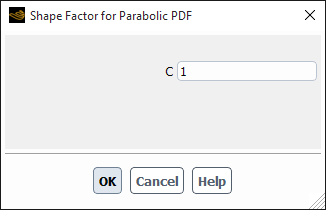 The Shape Factor for Parabolic PDF Dialog Box