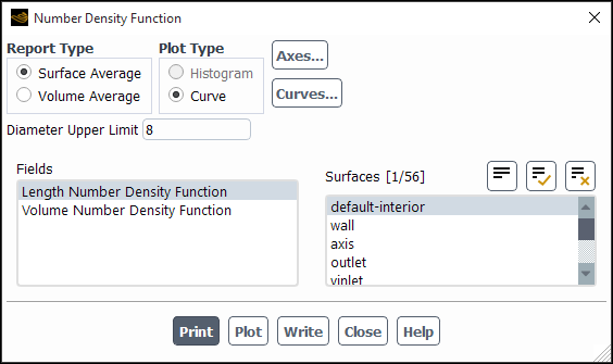 The Number Density Function Dialog Box