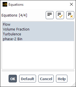 The Equations Dialog Box