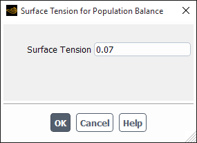 The Surface Tension for Population Balance Dialog Box