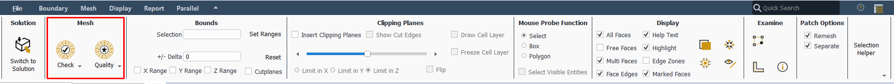 The Mesh Diagnostic Tools in the Ribbon