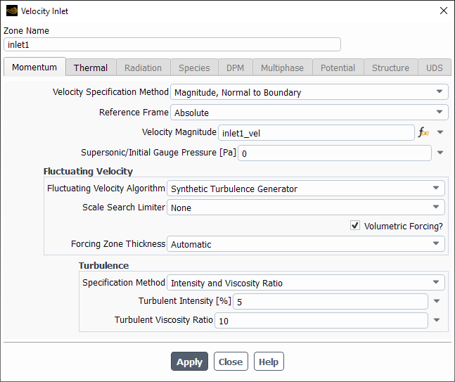 Specifying Inlet Turbulence for Scale Resolving Simulation