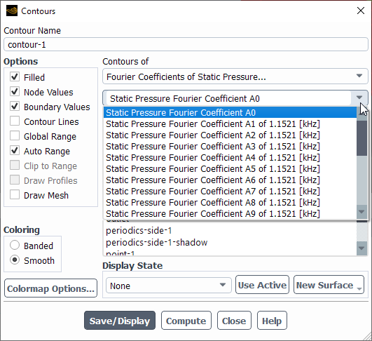 Fourier Coefficients Available for Graphical Postprocessing