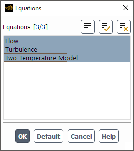 The Equations Dialog Box