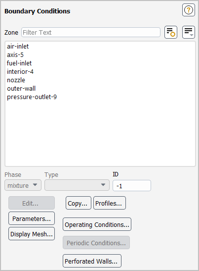 The Boundary Conditions Task Page