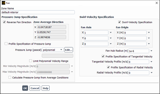 The Fan Dialog Box