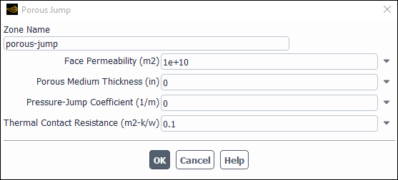 The Porous Jump Dialog Box