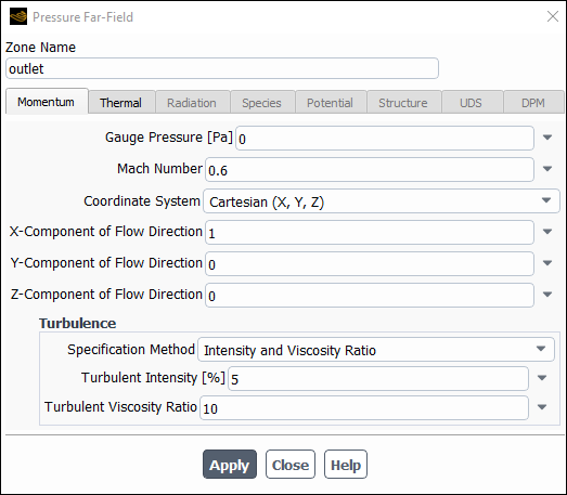 The Pressure Far-Field Dialog Box