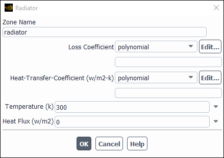 The Radiator Dialog Box