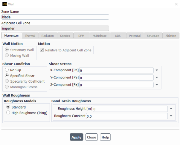 The Wall Dialog Box for Specified Shear