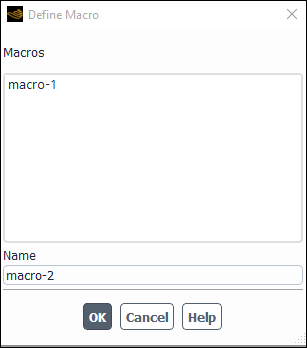 The Define Macro Dialog Box