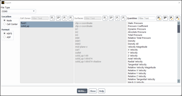 The Export Dialog Box