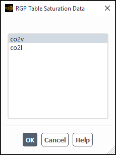 The RGP Table Saturation Data Dialog Box