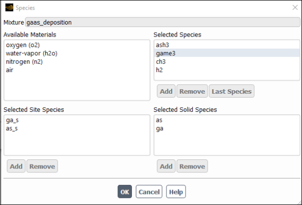 The Species Dialog Box