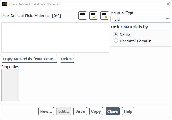 User-Defined Database Materials Dialog Box: Blank