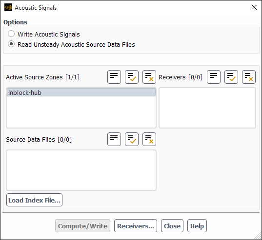 The Acoustic Signals Dialog Box