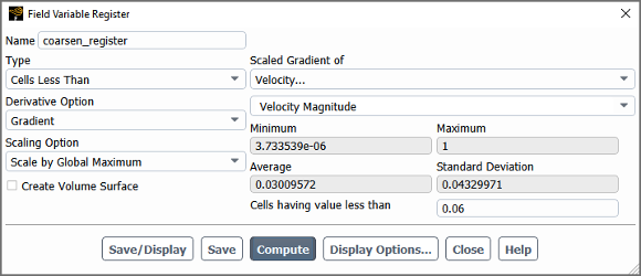 Field Variable Coarsening Register