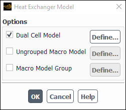 The Heat Exchanger Model Dialog Box