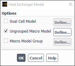 The Heat Exchanger Model Dialog Box