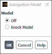 The Ignition Delay Model in the Autoignition Model Dialog Box